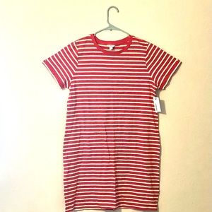Red w/ white stripes shirt dress